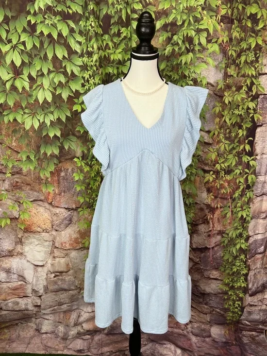SIMPLY SOUTHERN Powder Blue Tiered Ruffled Sorority Rush Sundress, S - Picture 2 of 11